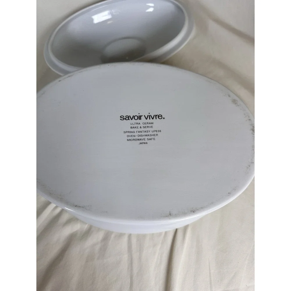 Savoir Vivre Spring Fantasy Covered Casserole Dish Japan Floral‎ Bake Serve 2 Qt